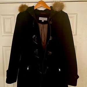 Wool coat/black fair-good condition.fur trim